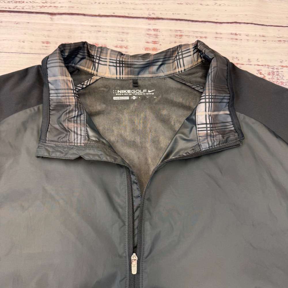 NIKE GOLF Mens Pullover Windbreaker Jacket Quarter Zip Side Zip Black XL - Picture 5 of 6